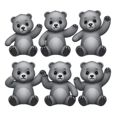 Crea varios osos perezosos de color gris en distintas poses  sticker