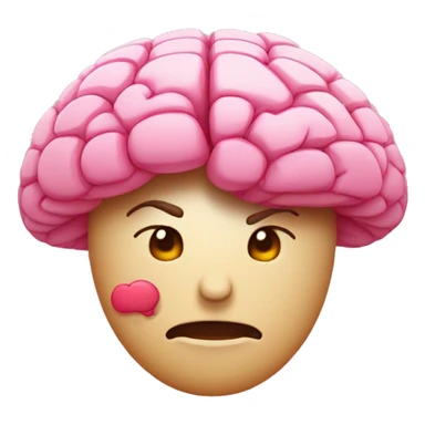 un cerebro de caricatura, con capa y muy fuerte en colore rosas sticker