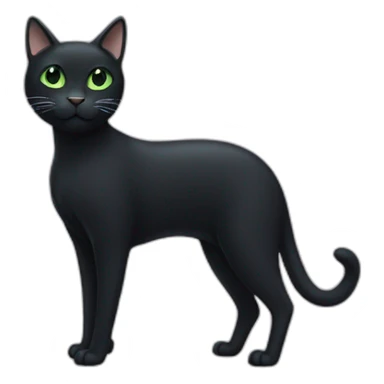 A black cat with green eyes with a white mustache and white small spots in full height sticker