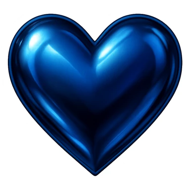 heart with a metallic sapphire finish, digital illustration sticker