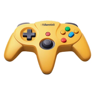 Clash of Clans aesthetic: Cinematic Playful Nintendo 64 Console Portrait Emoji, rendered in a 3D vector-style similar to standard emojis with minimal shading and bold, simplified shapes. A compact, distinct form with signature details, softly glowing with a nostalgic gaming charm. Simplified yet unmistakably iconic, highly detailed and consistent, glowing with a soft radiance and high shine. Stylized with a touch of retro gaming magic and a soft glowing outline, capturing the essence of a beloved gaming relic with a friendly, playful manner! sticker