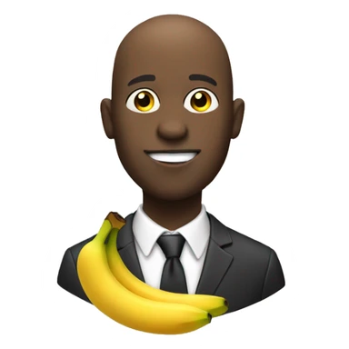 Bald black man with suit eating a banana  sticker