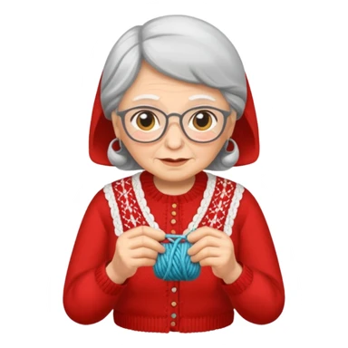 knitting grandma red blouse sticker