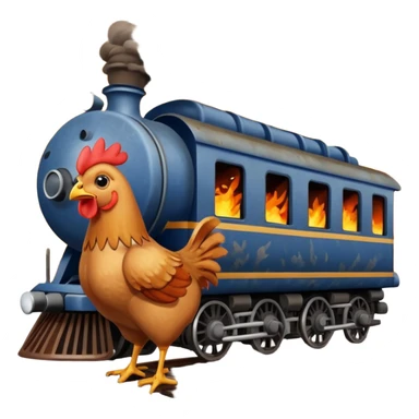 Chicken eating a train while exploding sticker