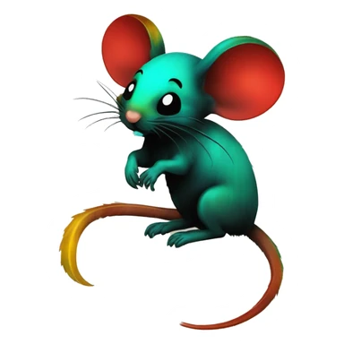 Black red gold green cyan rusty grunge effect scratched patina rat mouse puppy scorpion tail stinger  sticker