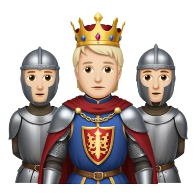 King Baldwin IV standing with knights wearing metal mask and royal attire sticker