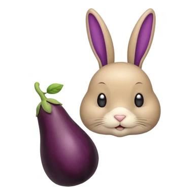 Un lapin beige avec une aubergine sur la tête sticker