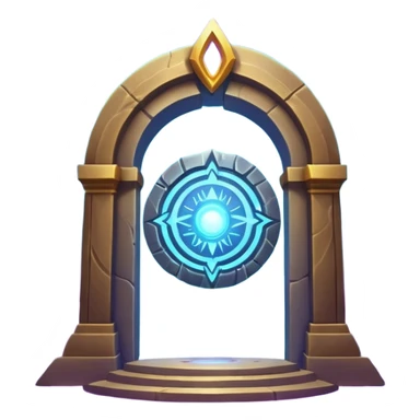 universe gate object icon, gigantic cosmic portal doorway, swirling galaxy energy inside, glowing starry aura, mystical space runes, fantasy sci-fi style, 3D cartoon, mobile game icon style, centered, clean background, no text, no watermark sticker