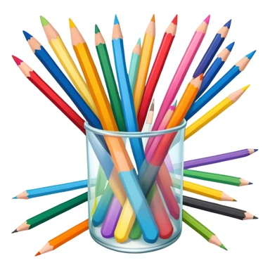 Drawing tools, colored pencils, brushes, pastels, sketching, artistic tools scattered, vibrant colors, clean lines, minimalistic, on a white background, no extra details. sticker