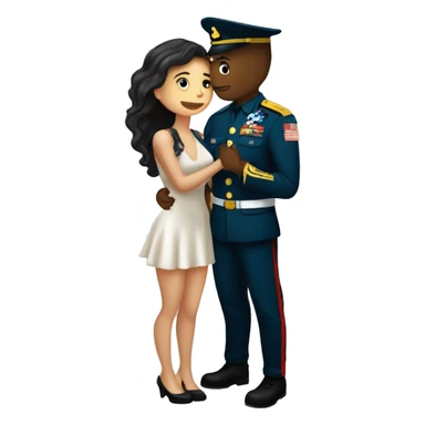 Un chico rapado vestido de militar dándose un beso con una chica morena  sticker