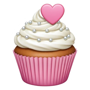 cupcake with a pink heart topper and pearls sticker