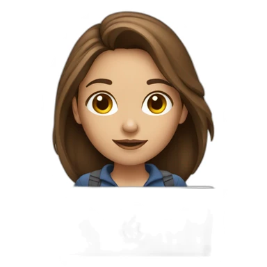 Beautiful programmer girl with brown hair working with MacBook sticker