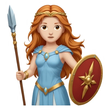 Minerva, Wisdom Goddess from Rome Mythology with long reddish blonde hair, light blue outfit sticker