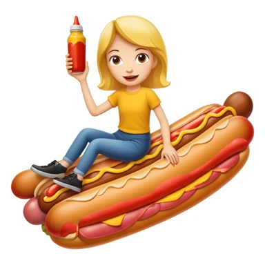 Girl riding a hotdog sticker