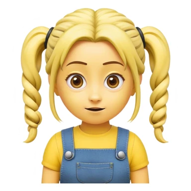 yellow minion character with girl hair, pigtails sticker