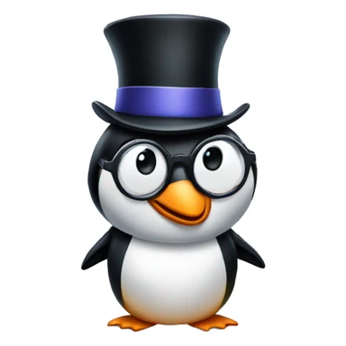penguin with top hat and glasses sticker