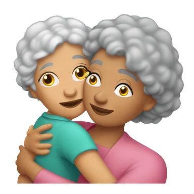 Latina grandma with grey hair hugging her Latina grand daughter sticker