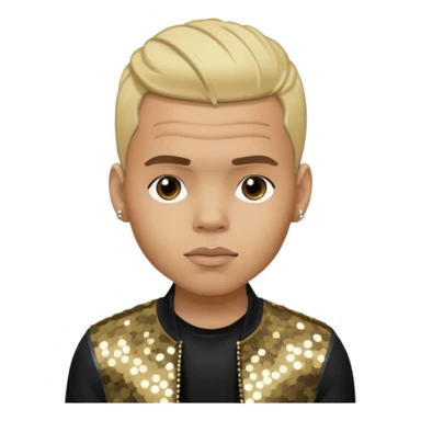 Chris Brown with blonde hair, black sequin outfit sticker