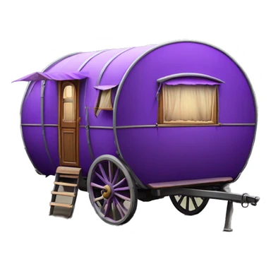 Realistic purple vintage round gypsy caravan wagon camper sticker