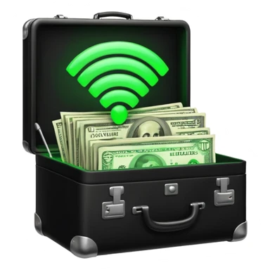 open wifi money filled briefcase sticker