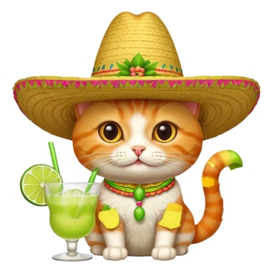 cat  having margarita sticker