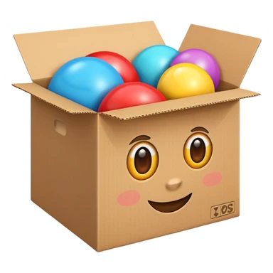 cardboard box with toys, realistic sticker