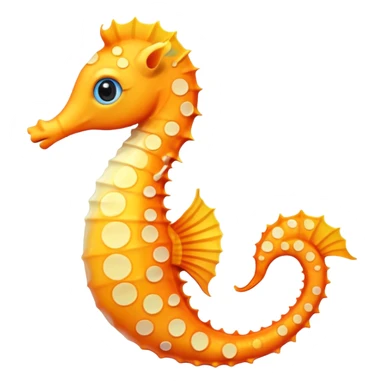 olorful cartoon-style seahorse. 🪸

It’s primarily orange with yellow and white spots along its body. The seahorse has a large blue eye, a curled tail, and a pinkish fin on its back. Its design is cute and stylized—similar to what you’d find in children’s illustrations, stickers, or emoji-like art sticker