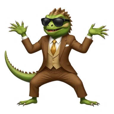 capitalist iguana banker godfather with black sunglasses breakdance scaring sticker