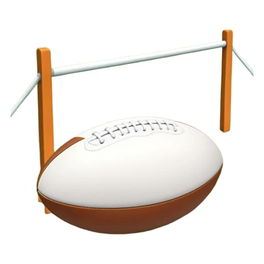 A rugby ball resting on a grassy field, with goalposts in the background. The scene captures the essence of the sport, with the field clearly marked and ready for a game, highlighting the intensity and teamwork of rugby. sticker