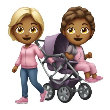 Girl pushing a double stroller sticker