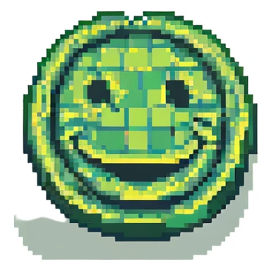 green blocky retro smiley face sticker