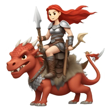  White Viking red head pale skin beautiful dragon  queen with a Viking solder with a gray man bun built white solder on a dragon  sticker