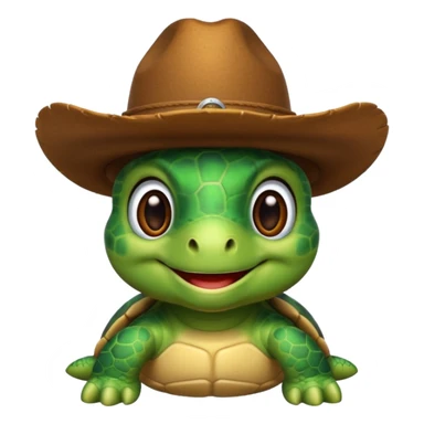 cute turtle wearing a cowboy hat sticker