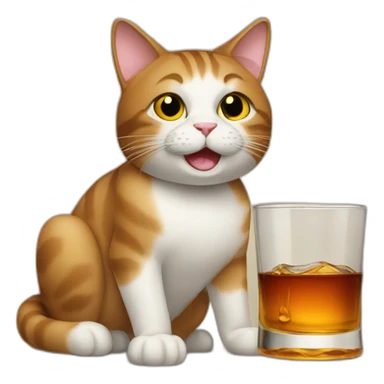 Cat drinks whiskey sticker