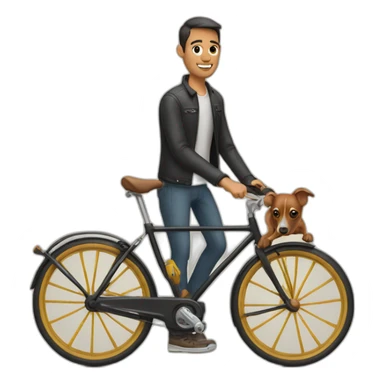 Hombre en bicicleta con pinscher sticker