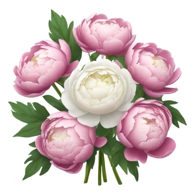 Pink and white peonies bouquet  sticker