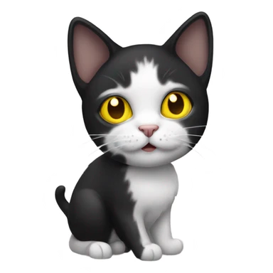 A bicolor black and white cat with yellow eyes sticker