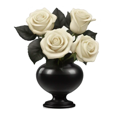 Black and ivory roses in transparent vase sticker
