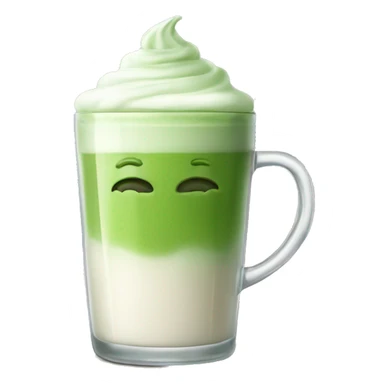 Matcha latte with milk foam in big glass mug sticker