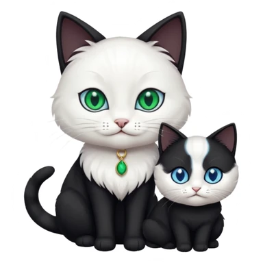 Black cat play with white cat sticker