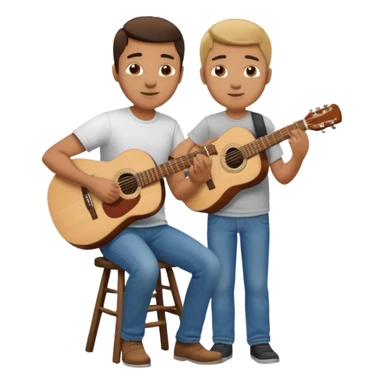 Man playing guitar to his son  sticker