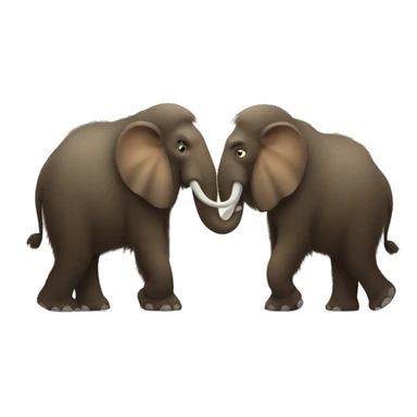 Two furry mammoths hugging eachh other with legss and trunk sticker