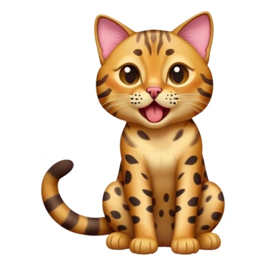 cinematic-comical-[Bengal cat]-full-body-sitting-emoji,-tail-curled-playfully-around-its-paws,-head-tilted-dramatically-while-yawning-exaggeratedly,-sleek-[leopard patterned]-fur,-simplified-yet-hilariously-adorable-features,-highly-detailed,-glowing-with-an-almost-sarcastic-glow sticker