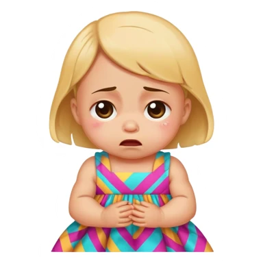 crying baby in colorful dress sticker