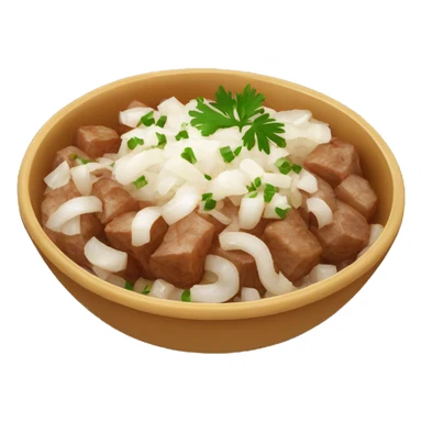 Serbian ćevapi dish with diced onion  sticker