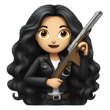  girl with long black hair with gun sticker