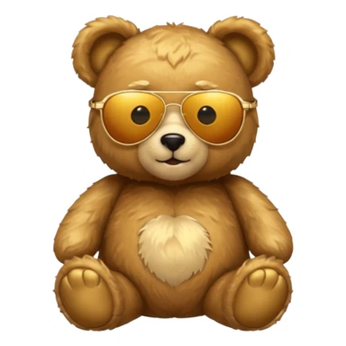 gold metal glow sunglasses tedy bear sticker