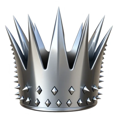 A spiked crown emoji made of silver chrome, sharp yet rounded metallic spikes, glossy reflections, aggressive luxury swag aesthetic, iOS emoji style, centered, clean white background sticker