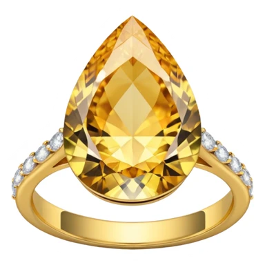 Pear cut engagement ring with small gold band with diamonds  sticker