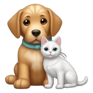 Chien avec un chat sur le Doudou sticker